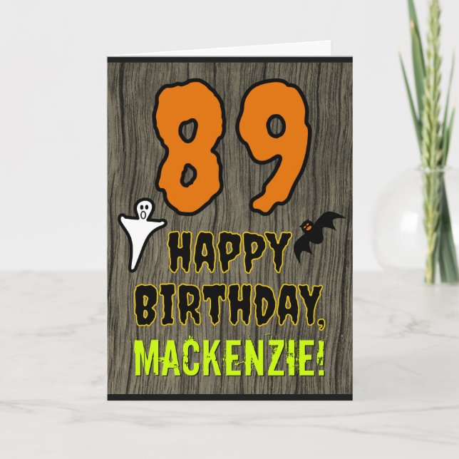 89th Birthday: Spooky Halloween Theme, Custom Name Card (Front)