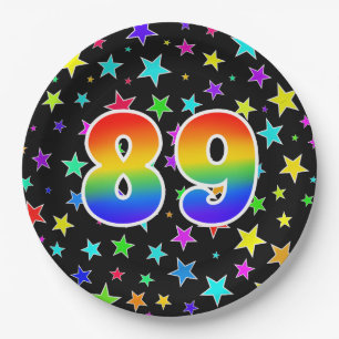 89th Event: Bold, Fun, Colourful Rainbow 89 Paper Plate