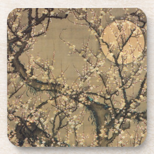 8. 梅花晧月図, 若冲 Moon and Plum blossoms, Coaster