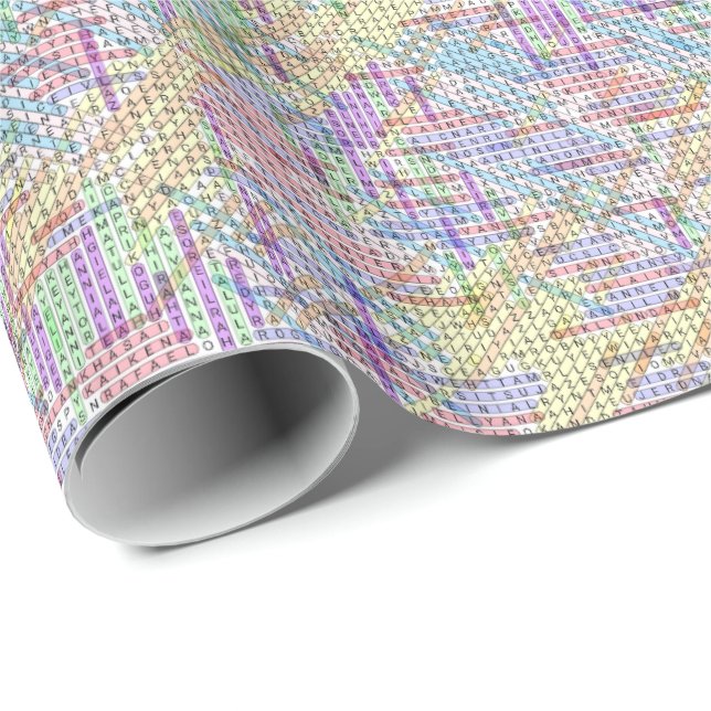 8,000 Boys & Girls Names Word Search Puzzle Solved Wrapping Paper (Roll Corner)