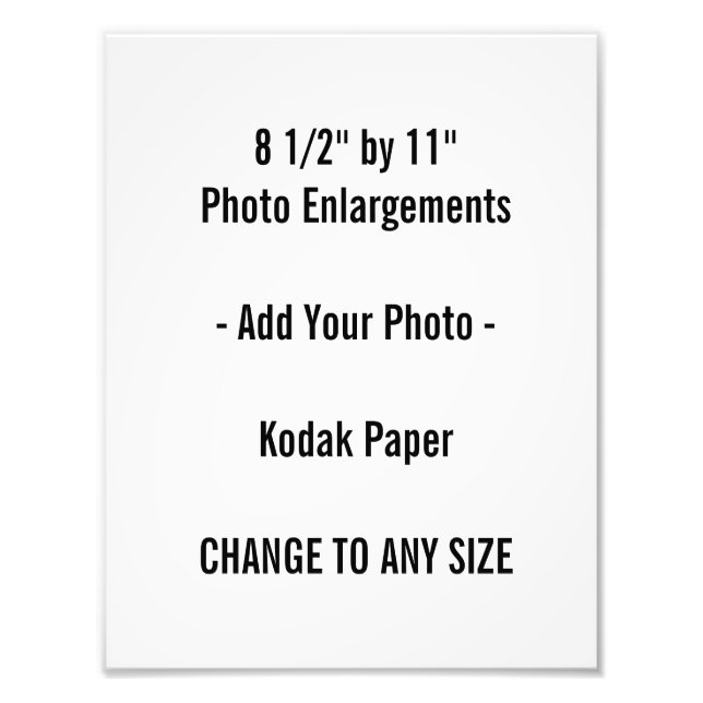 8 1/2" par 11" Photo agrandissement (Devant)