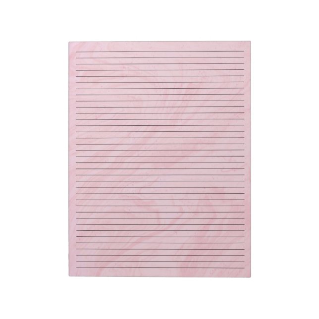 8.5" x 11"  Pink Marble Black Lined College Ruled Notepad (Rotated)