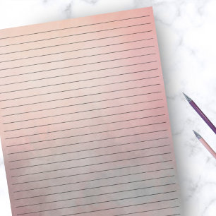 8.5" x 11"  Pink Peach Grey Watercolor Wide Ruled Notepad