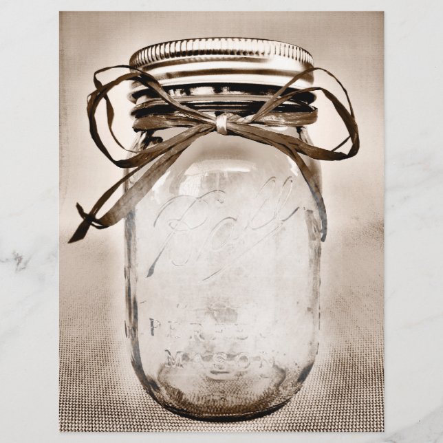 8,5 x 11 Rustic Country Mason Jar Papier blanc (Devant)