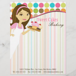 8.5x11 Bakery Brunette Baker Cup Cakes Letter Head Letterhead