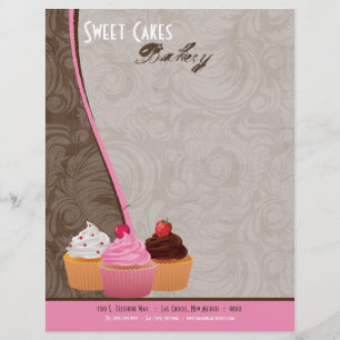 8.5x11 Cup Cakes Bakery Sweet Treats Letter Head Letterhead