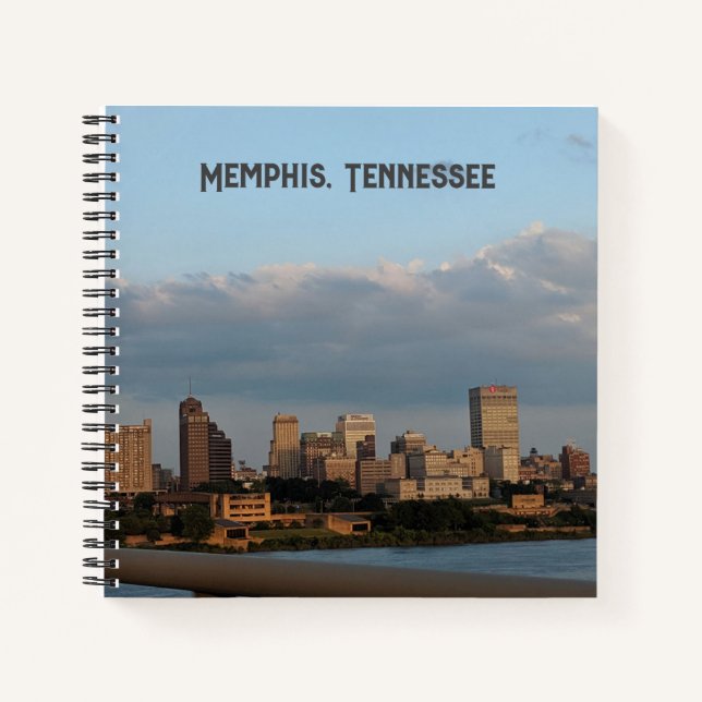 8.5X8.5 Carnet spiral - skyline de Memphis, TN. (Devant)