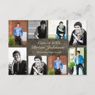 8/9 Photos Faire-part de graduation - 3x5 Cuir
