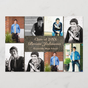 8/9 Photos Graduation Announcement-Leather Invitation