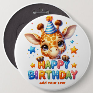 #8 Add Your Text /Happy Birthday 6 Inch Round Button