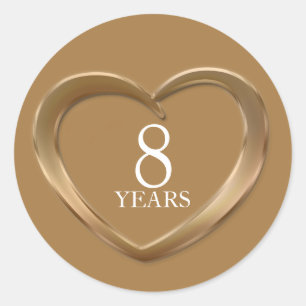 8 ans bronze anniversaire autocollants coeur