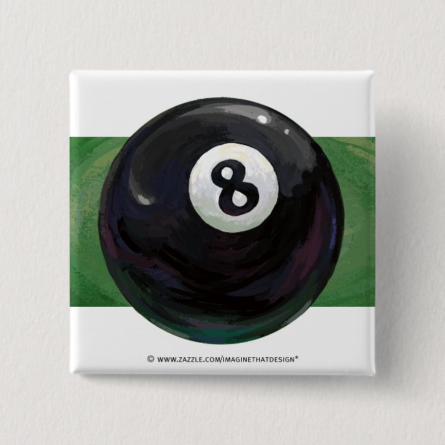 8 Ball 2 Inch Square Button (Front)