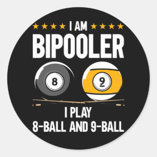 8 Ball and 9 Ball Humour Funny Billiards Classic Round Sticker