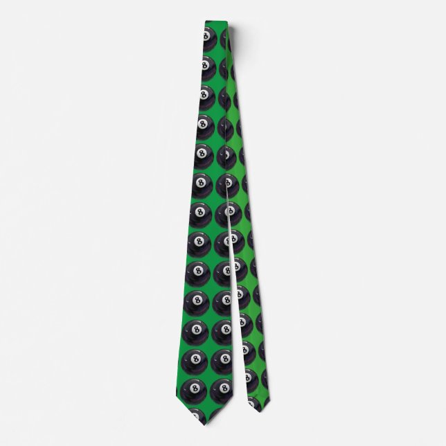8 Ball Art Pattern Green Tie (Front)