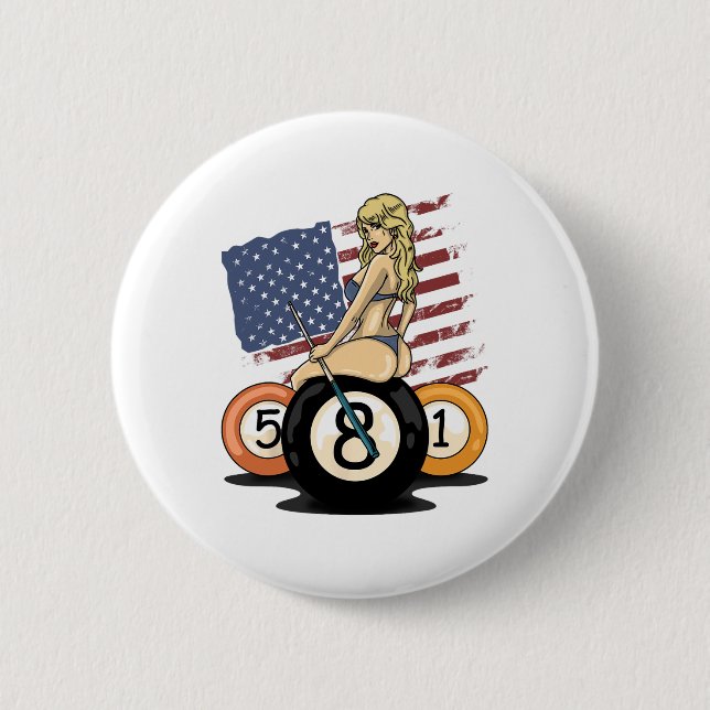 8 Ball Billiard Pool Player Eight Ball Billiards  2 Inch Round Button (Front)