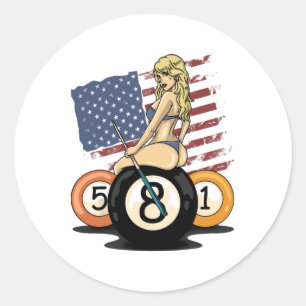 8 Ball Billiard Pool Player Eight Ball Billiards  Classic Round Sticker
