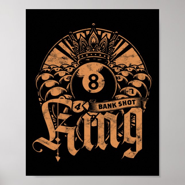 8-ball Billiards Bank Shot King  Poster (Front)