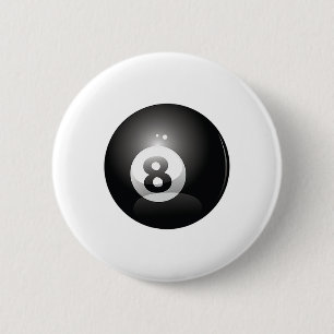 8 Ball Billiards Pool Player Eight Ball Lucky 8  2 Inch Round Button