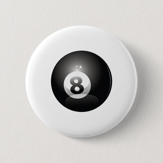 8 Ball Billiards Pool Player Eight Ball Lucky 8  2 Inch Round Button (Front)