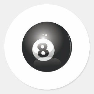 8 Ball Billiards Pool Player Eight Ball Lucky 8 Classic Round Sticker