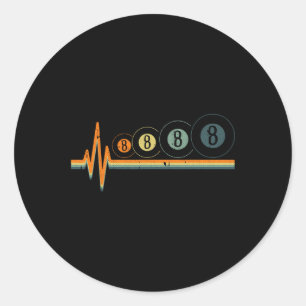 8 Ball Billiards Retro Heart-beat Sports Pool Snoo Classic Round Sticker