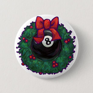 8 Ball Christmas 2 Inch Round Button