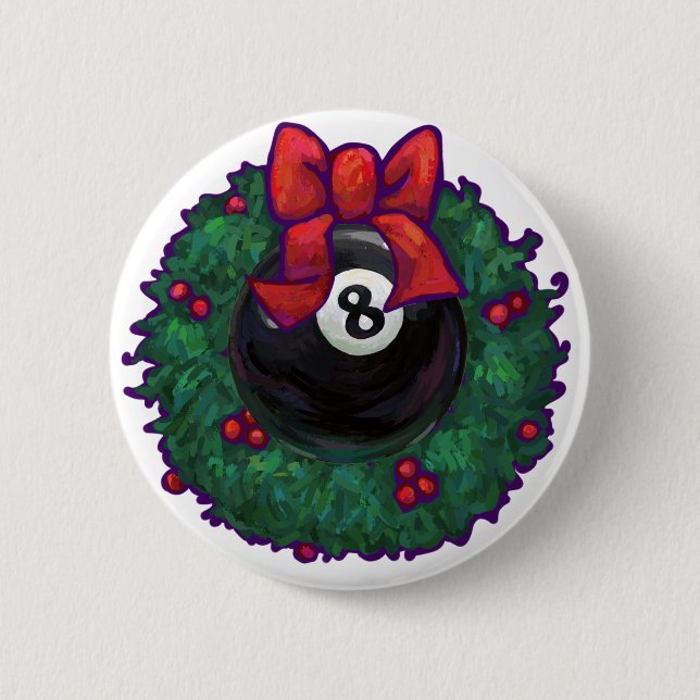 8 Ball Christmas 2 Inch Round Button (Front)