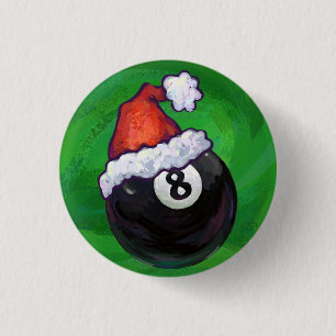8 Ball Christmas Green 1 Inch Round Button