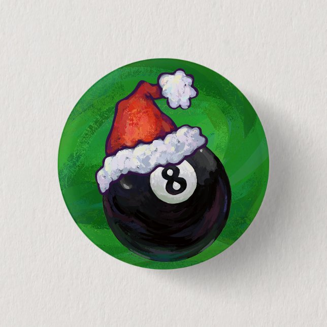 8 Ball Christmas Green 1 Inch Round Button (Front)