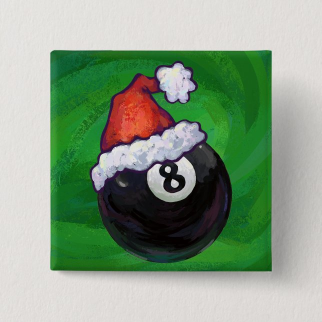 8 Ball Christmas Green 2 Inch Square Button (Front)