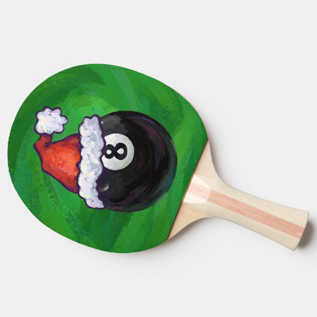8 Ball Christmas Green Ping Pong Paddle (Side)