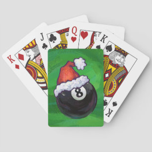 8 Ball Christmas Green Playing Cards