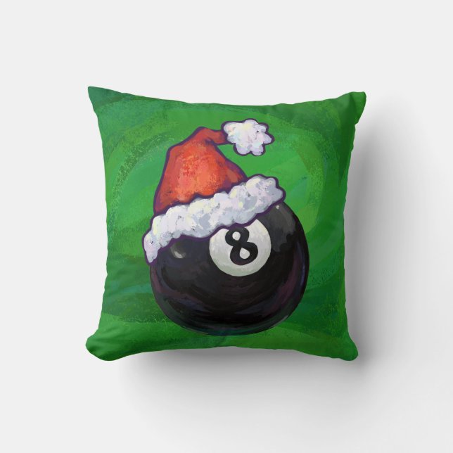 8 Ball Christmas Green Throw Pillow (Front)