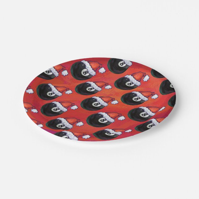 8 Ball Christmas Paper Plate (Angled)