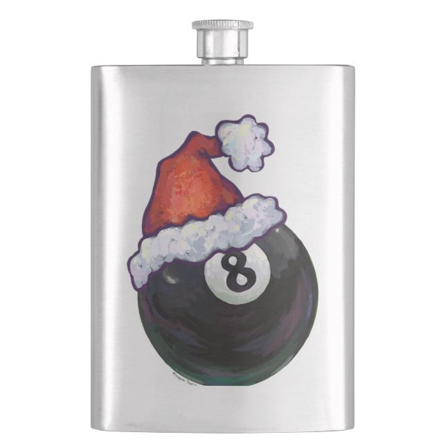 8 Ball Christmas Red Hat Hip Flask (Front)
