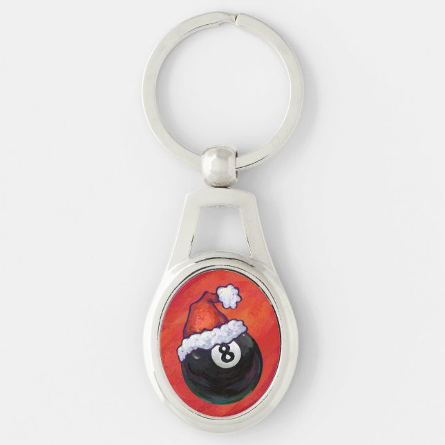 8 Ball Christmas Red Hat Keychain (Front)