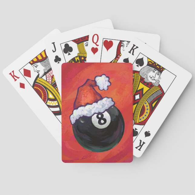 8 Ball Christmas Red Hat Playing Cards (Back)
