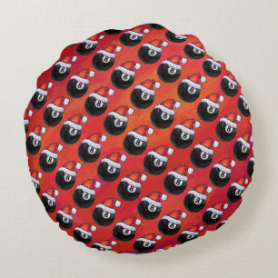 8 Ball Christmas Round Pillow