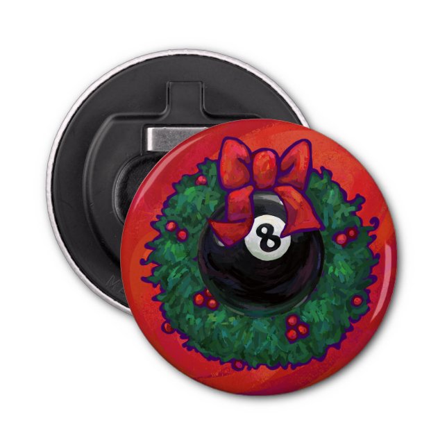 8 Ball Christmas Wheath Red Bottle Opener (Front)