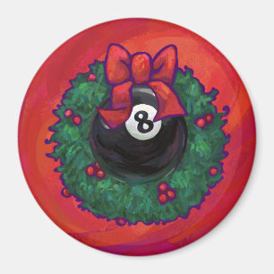 8 Ball Christmas Wheath Red Magnet