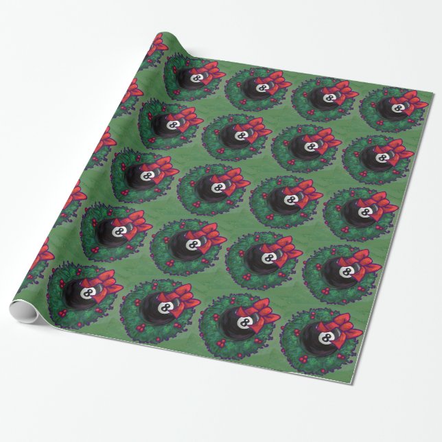 8 Ball Christmas Wrapping Paper (Unrolled)