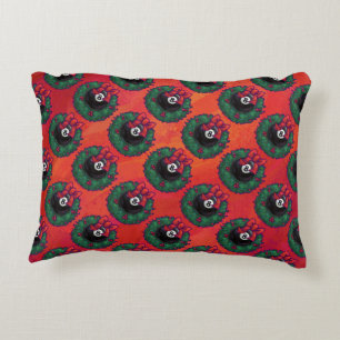 8 Ball Christmas Wreath Accent Pillow