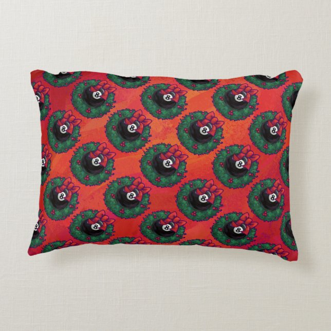 8 Ball Christmas Wreath Accent Pillow (Back)