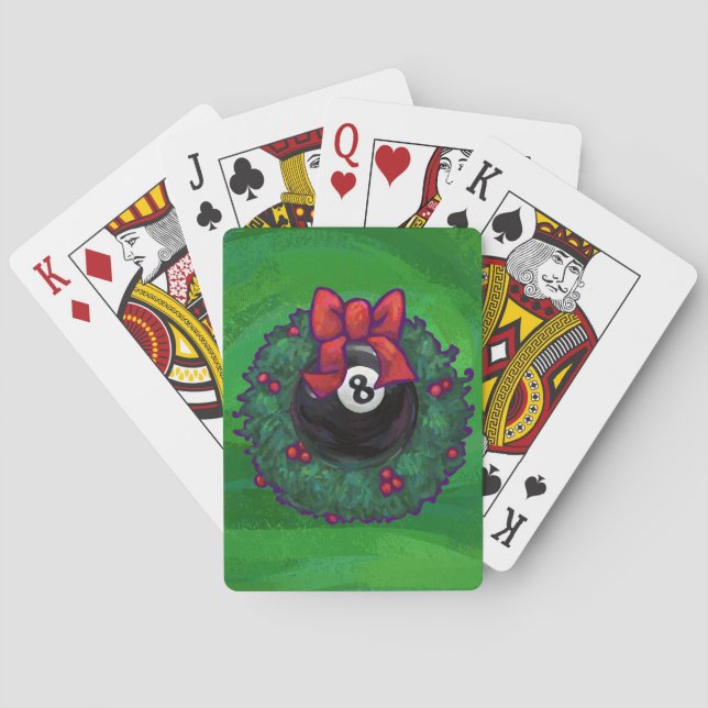 8 Ball Christmas Wreath Green Playing Cards (Back)