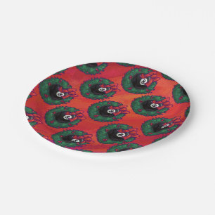 8 Ball Christmas Wreath Paper Plate