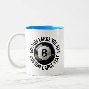 8 Ball & Large Text LIGHT BLUE 11oz Custom Two-Tone Coffee Mug