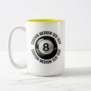 8 Ball & Medium Text YELLOW 15oz Custom Two-Tone Coffee Mug
