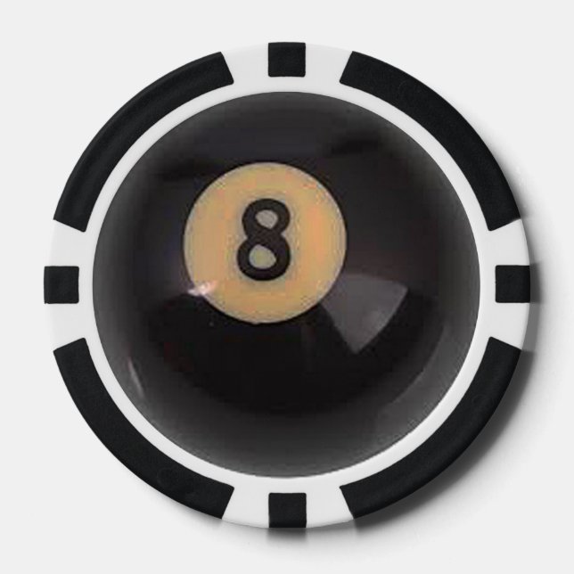 "8 Ball" pool ball design gifts and products Poker Chips (Front)