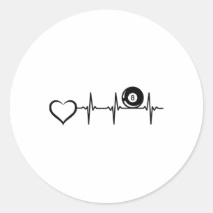 8-ball Pool Billiards - Billiard Heartbeat Heart Classic Round Sticker