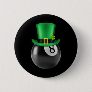 8 Ball Pool Billiards Lover St Paddys Day Leprecha 2 Inch Round Button